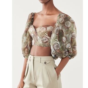 Andrea Iyamah Coconut Print Bustier Top